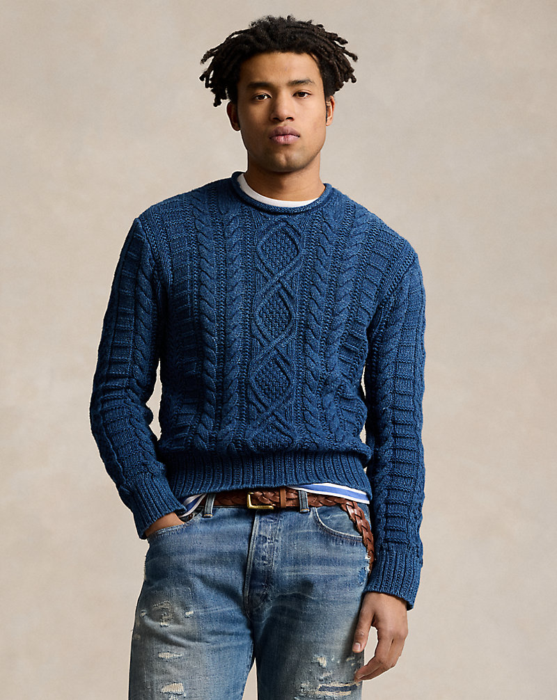 Indigo-Dyed Cotton Fisherman’s Sweater Polo Ralph Lauren 1