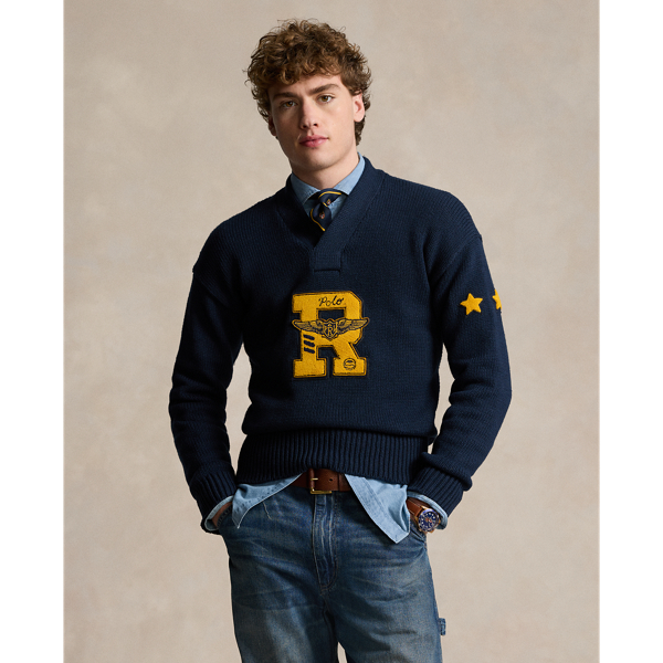 Maglia Letterman in cotone militare Polo Ralph Lauren 1