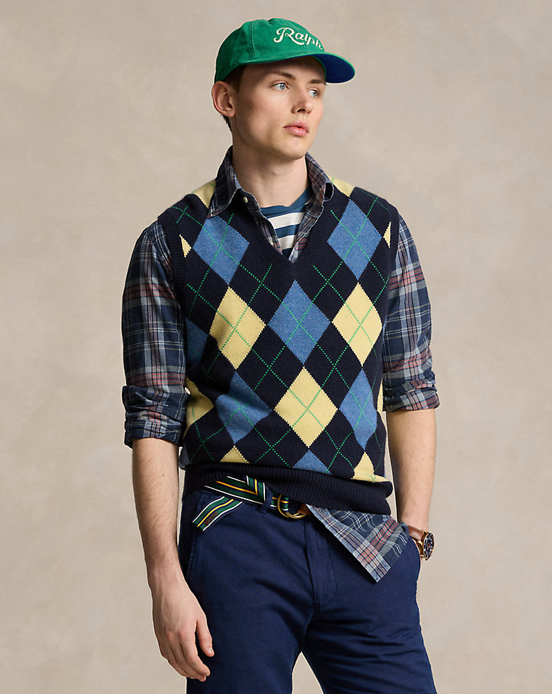 Argyle Cashmere-Blend Sweater Vest Polo Ralph Lauren 1