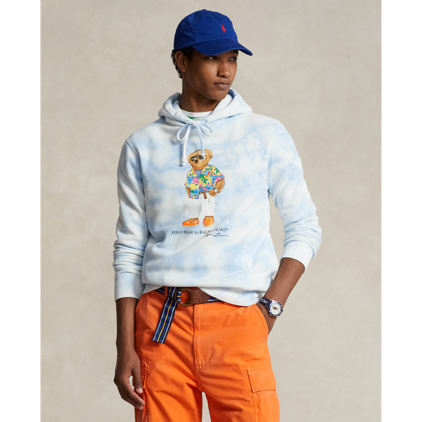 Tie-dye fleece hoodie met Polo Bear