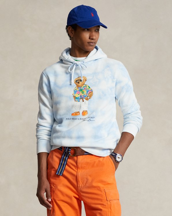 Tie-dye fleece hoodie met Polo Bear