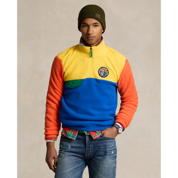 Color-Blocked Brushed Fleece Pullover