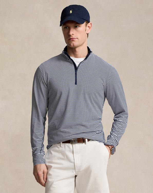 Striped Jersey Quarter-Zip Pullover