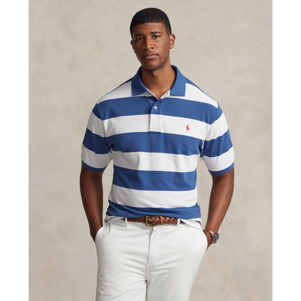 Striped Mesh Polo Shirt