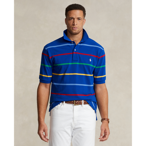 Striped Mesh Polo Shirt