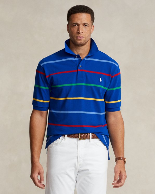 Striped Mesh Polo Shirt