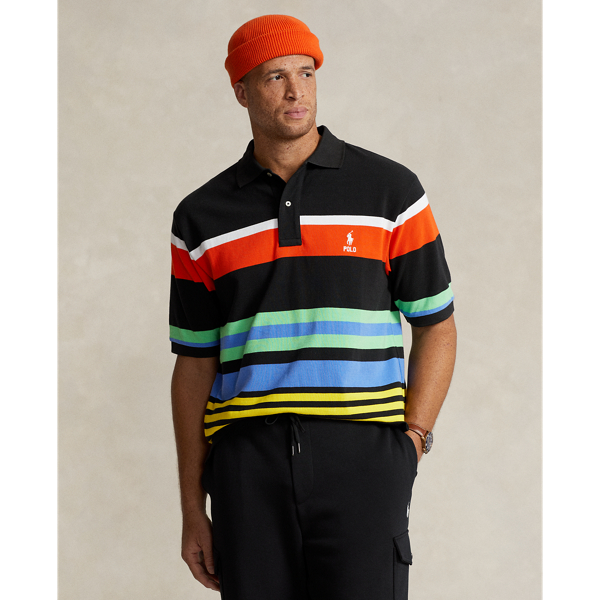 Striped Mesh Polo Shirt