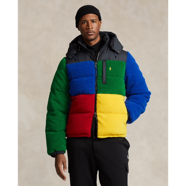 Color-Blocked Pile Fleece Down Jacket