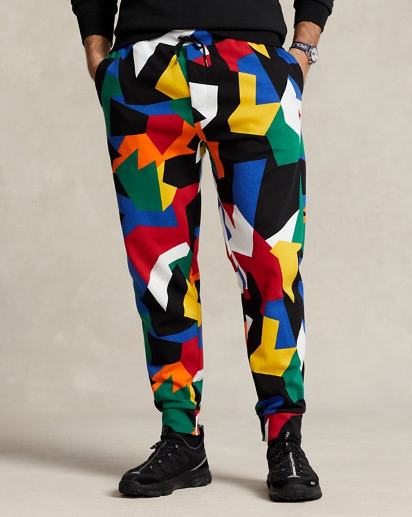 Abstract-Print Double-Knit Jogger Pant