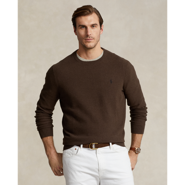 Mesh-Knit Cotton Crewneck Sweater