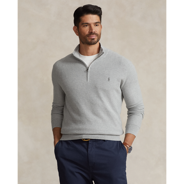 Mesh-Knit Cotton Quarter-Zip Sweater