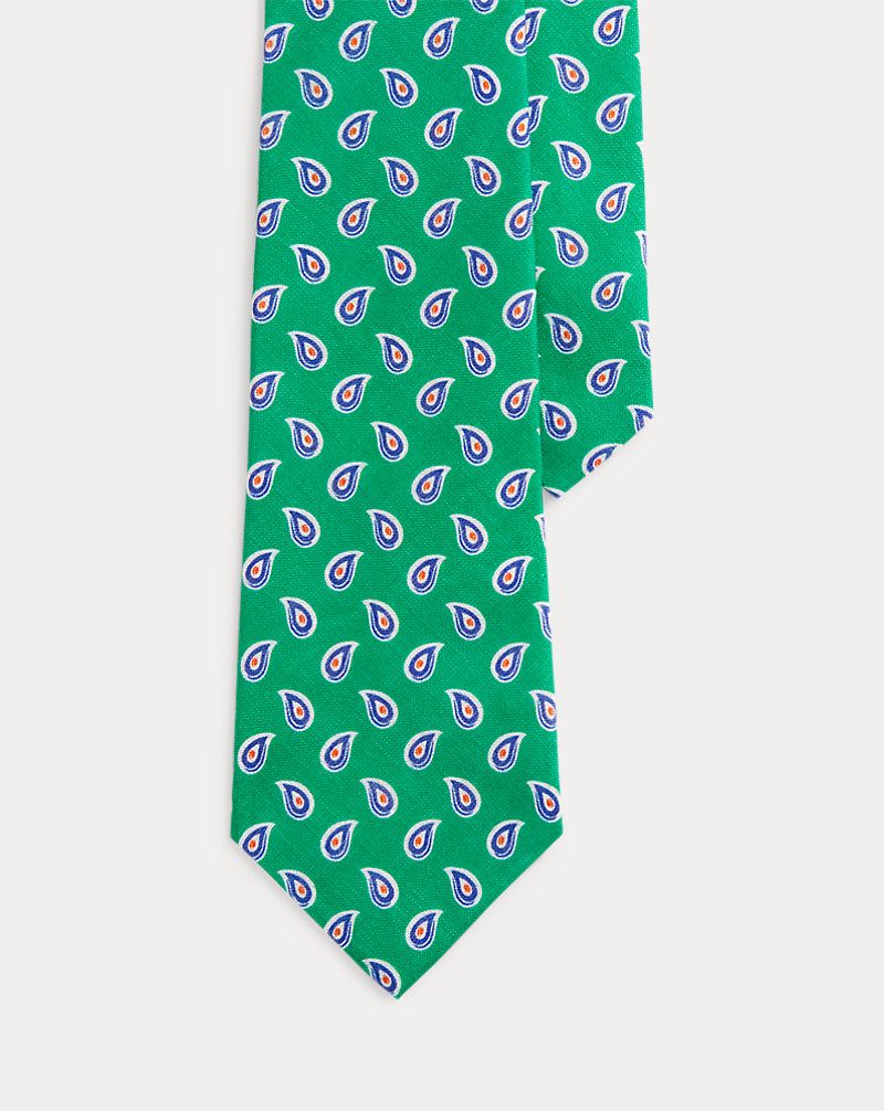 Pine-Print Linen Tie Polo Ralph Lauren 1