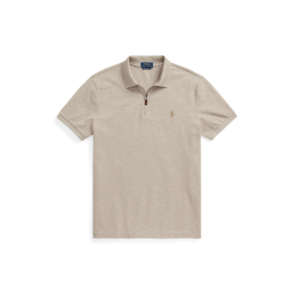 Vanton Premium Mesh Zip Polo Shirt - Beige