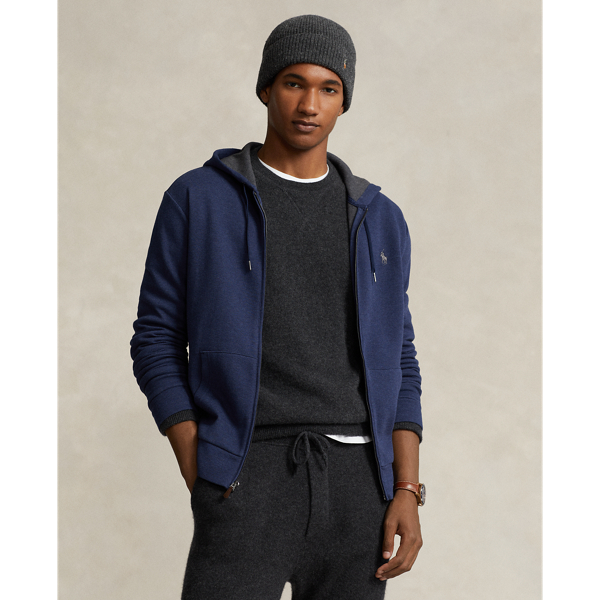 Double-knit mesh hoodie met rits