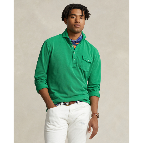green polo style shirt