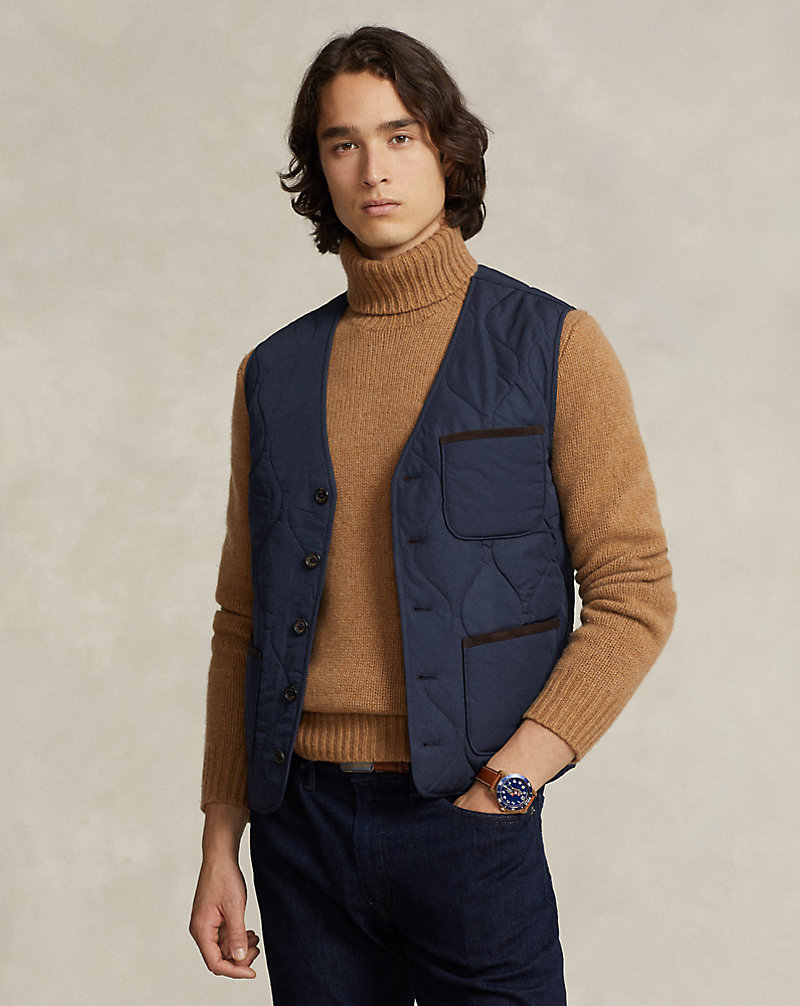Suede-Trim Quilted Gilet Polo Ralph Lauren 1