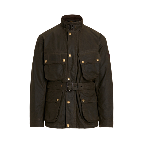 Veste Rétro En Toile Cirée à L'huile - Style Safari Militaire, Slim Fit, Taille Normale Homme