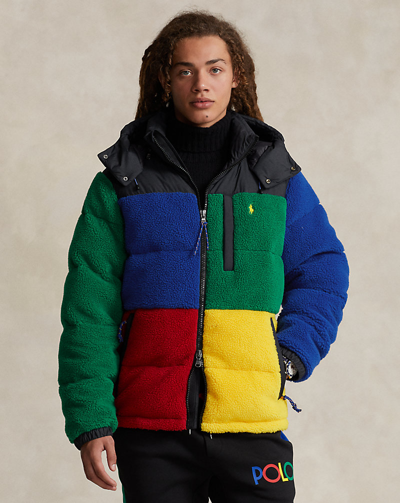 Colour-Blocked Pile Fleece Down Jacket Polo Ralph Lauren 1