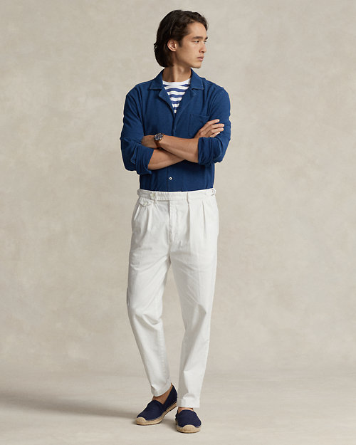 Slim Tapered Fit Pleated Twill Pant