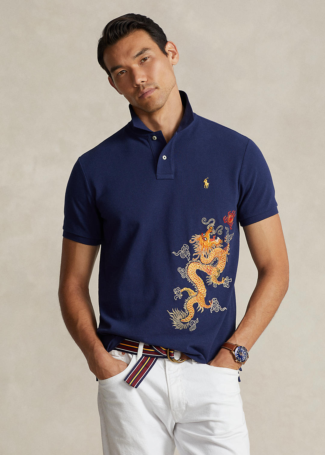 Lunar New Year Dragon Mesh Polo Shirt