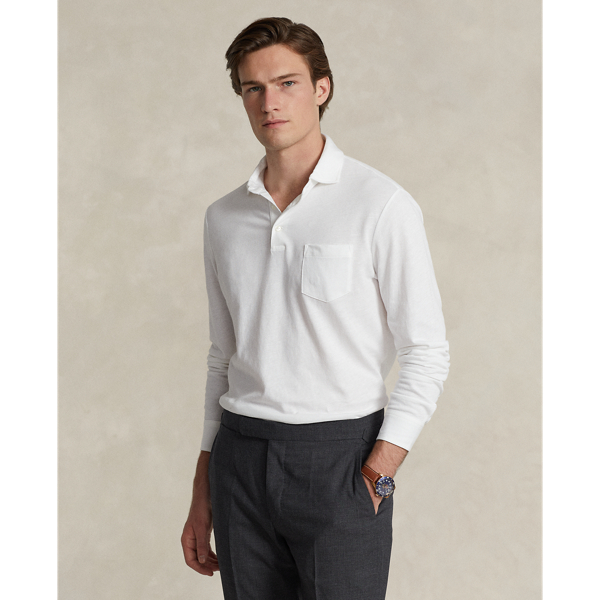 Cotton-Linen Mesh Polo Shirt
