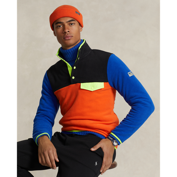 Color-Blocked Brushed Fleece Pullover