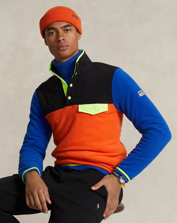 Colour-Blocked Brushed Fleece Pullover