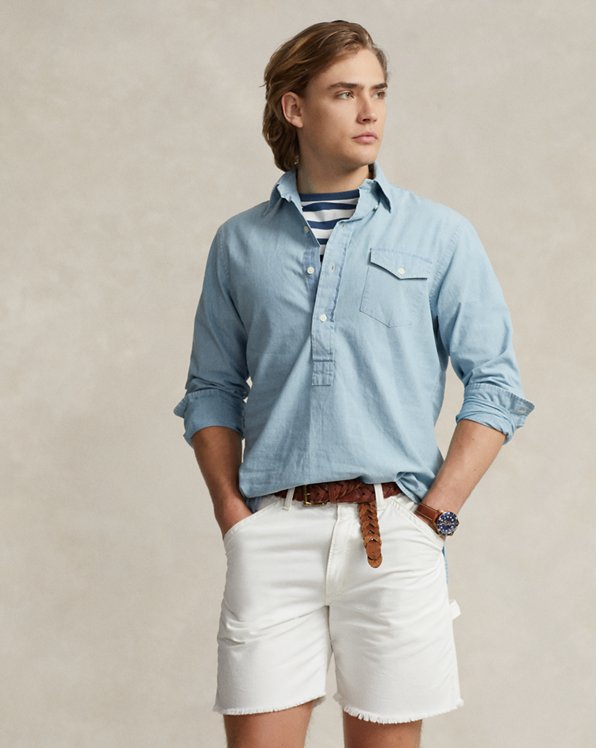 Classic-Fit Popover-Hemd aus Chambray