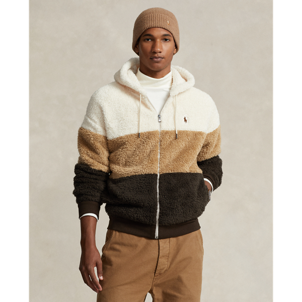 Colour-Blocked Pile Fleece Hoodie