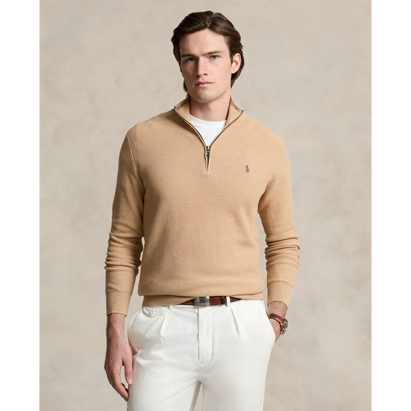 Mesh-Knit Cotton Quarter-Zip Jumper