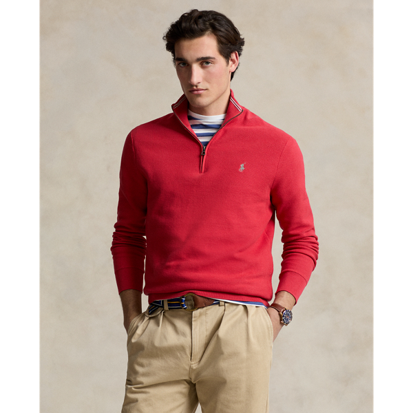 Mesh-Knit Cotton Quarter-Zip Jumper