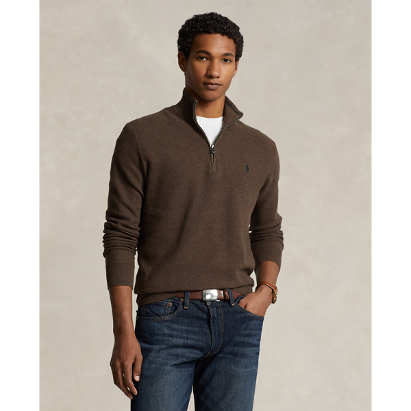 Mesh-Knit Cotton Quarter-Zip Jumper