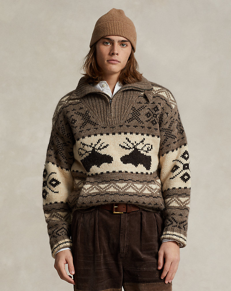 Moose-Intarsia Quarter-Zip Sweater Polo Ralph Lauren 1