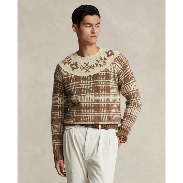 Plaid Wool-Linen Sweater