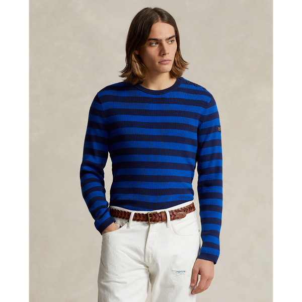 Striped Rib-Knit Cotton-Cashmere Jumper Polo Ralph Lauren 1