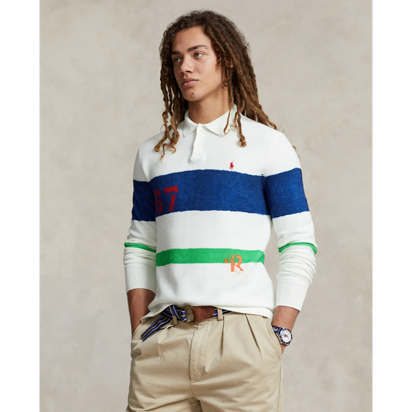 Mesh-Knit Cotton Long-Sleeve Polo