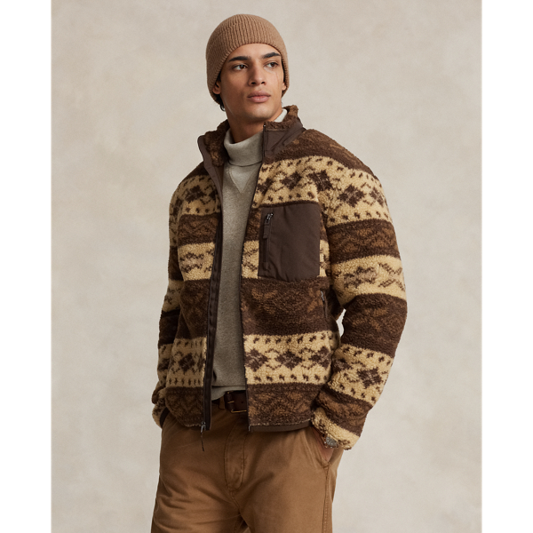 Patterned Pile Fleece Hybrid Jacket