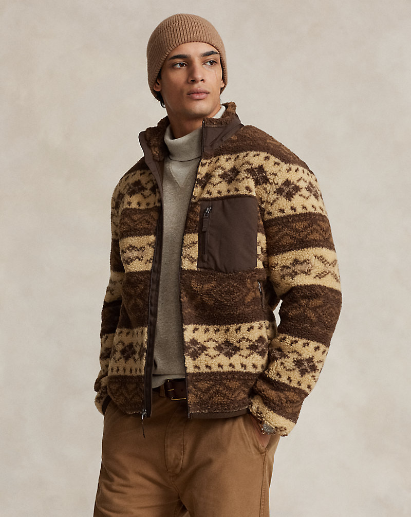 Patterned Pile Fleece Hybrid Jacket for Men | Ralph Lauren® UK