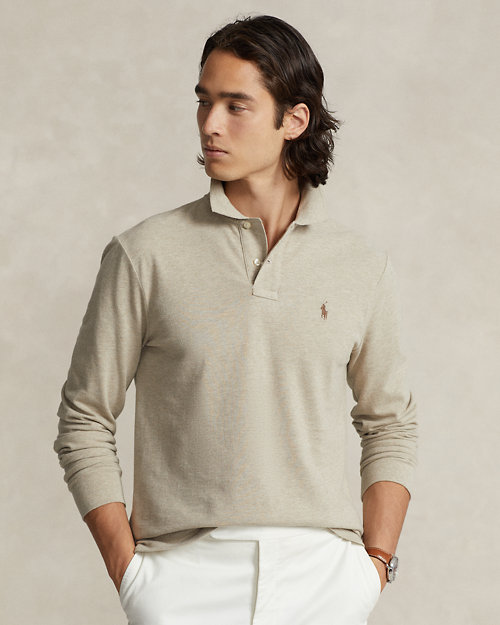 Mesh Long-Sleeve Polo Shirt