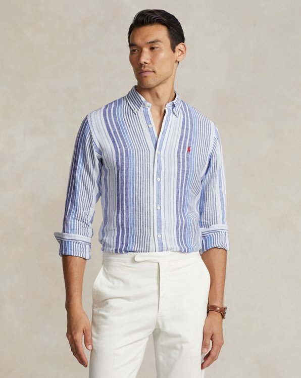 Classic Fit Striped Linen Shirt