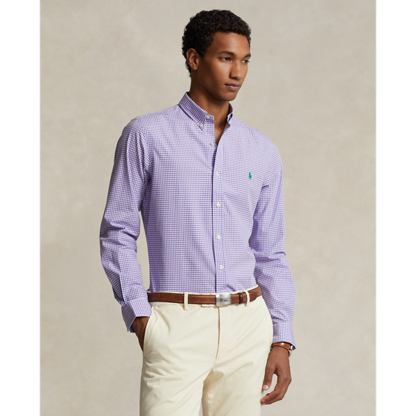 Slim Fit Gingham Stretch Poplin Shirt