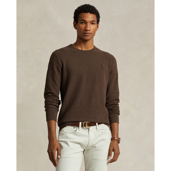 Textured Cotton Crewneck Sweater