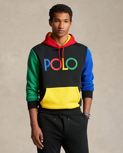 Logo Color-Blocked Double-Knit Hoodie