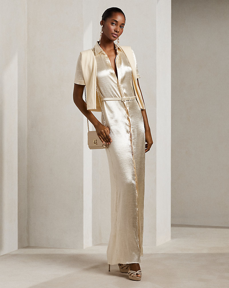 Symon Hammered Satin Evening Dress Ralph Lauren Collection 1