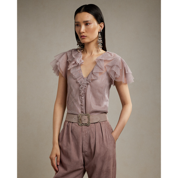 Chemisier LAURA SCOTT Taille 8 Rouge Manches Longues - Bordure Satin, Neuf Sans étiquettes