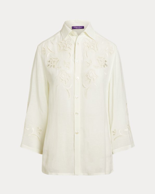 Camisa Holbert de gasa de lino bordada