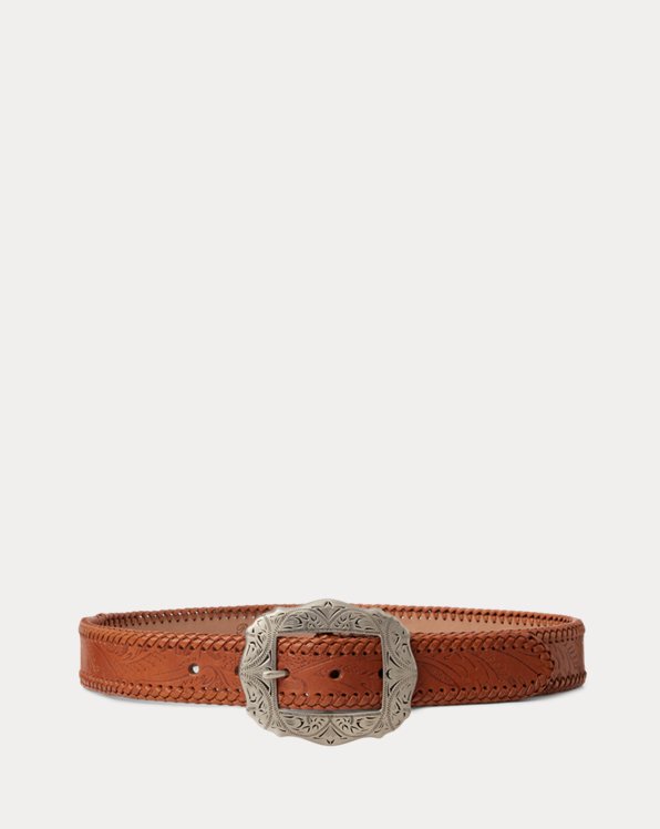 Tooled Vachetta Leather Belt