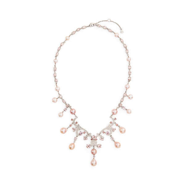 Geometric Pearl & Crystal Necklace
