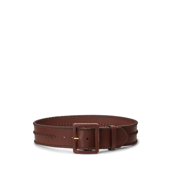 Whipstitched Leather Wide Belt Lauren 1