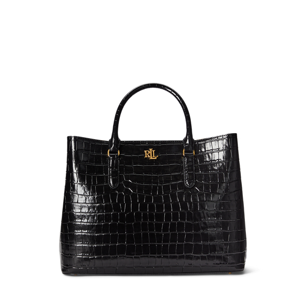 Embossed Leather Large Marcy Satchel 